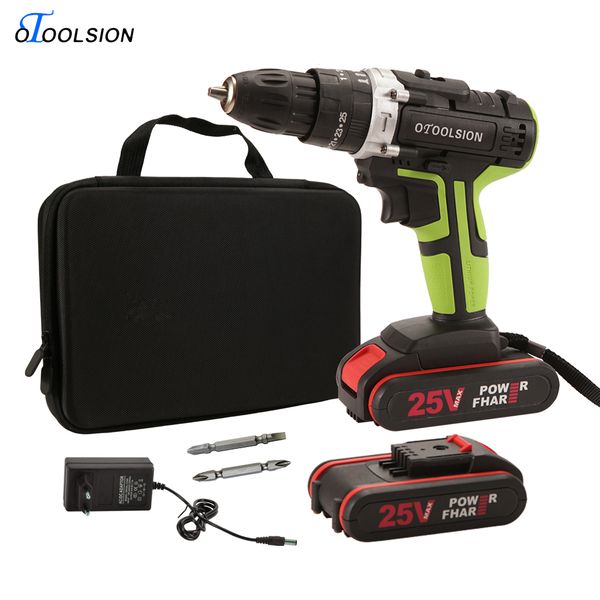 

25v impact electric screwdriver 1600rpm 25+3 torque impact drill electric drill hammer power tools with parts