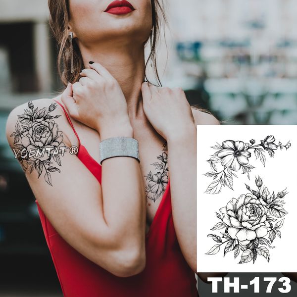 emporary Tattoos Heart shaped Clock Jewel Rose Waterproof Temporary Tattoo Sticker Black Arm Back Flowers Big emporary Tattoos Heart shaped Clock Jewel Rose Waterproof Temporary Tattoo Sticker Black Arm Back Flowers Big