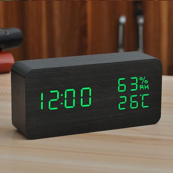 

creative led wooden alarm clock students clock mute minimalist near the bedroom intelligent multi-function digital