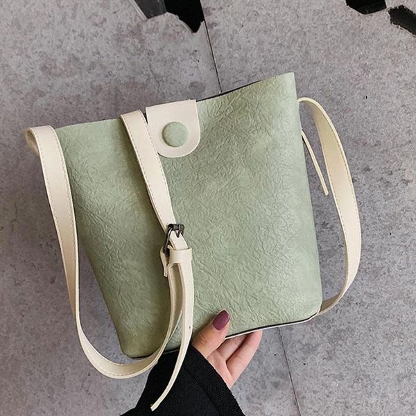 

pinshang women pu magnetic buckle bucket single shoulder cross-body bag for campus shopping
