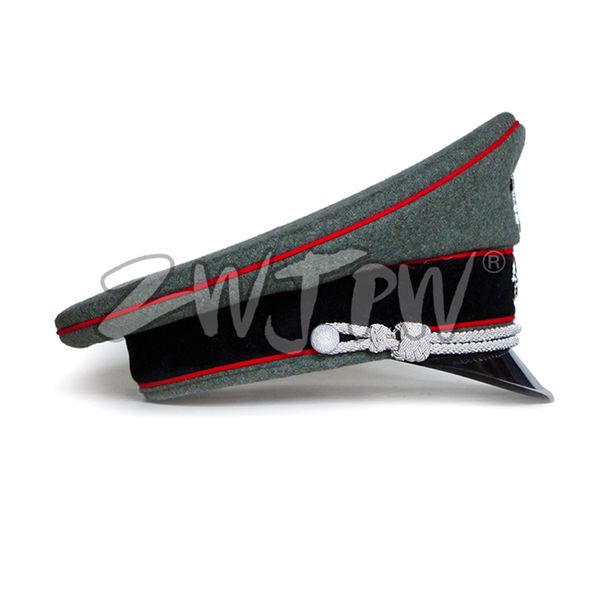 

ww2 army caps collectibles greyish-green officer large brimmed hats red rim woolen cloth de/401138, Black;white