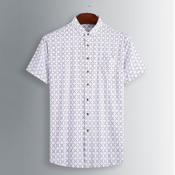 

fat man short sleeve shirt male grid thin section youth loose half sleeve shirt leisure shirt plus fat plus size, White;black