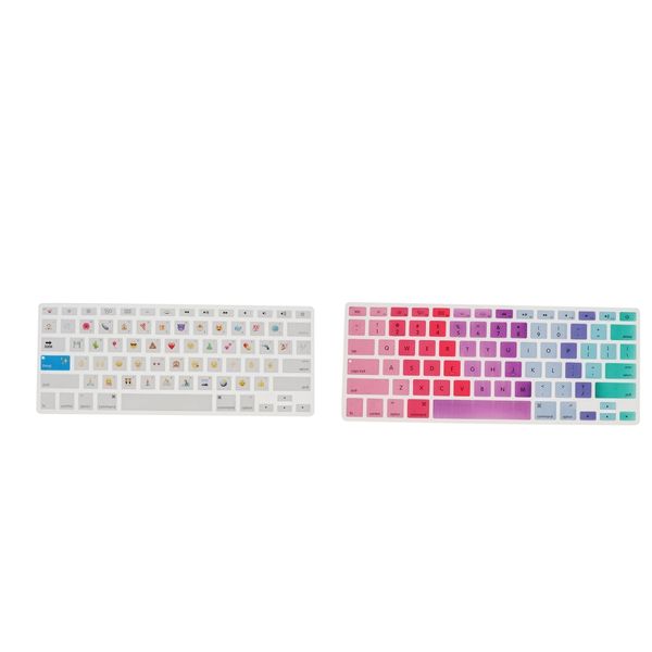 

2 pieces ultra thin colorful keyboard skin cover stylish lapkeyboard protector with emotion icons for macbook 13inch air/pro/retina