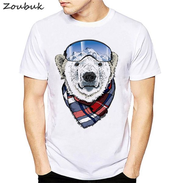 

great polar bear adventurer t shirt men fashion animal printed tshirt mens funny short sleeve camisetas mens clothes plus size, White;black