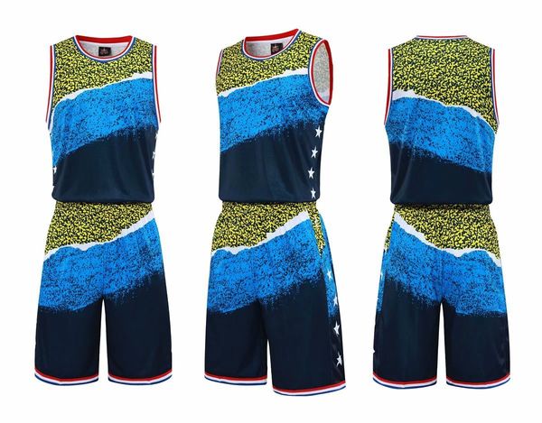 

men blank double-sided basketball team uniforms kits sports clothes tracksuits personality customized basketball sets with shorts 36-10, Blue;black