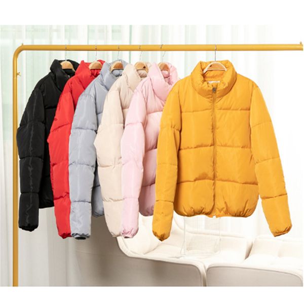 

cotton padded jacket women multi colors korean basic plain double thick warm parkas plus size 2xl causal short winter coat black