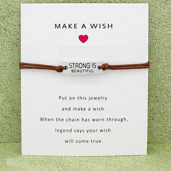 

strong is beautiful charm card bracelets my friend forever hope faith charm jewelry women men girl christmas gift, Golden;silver