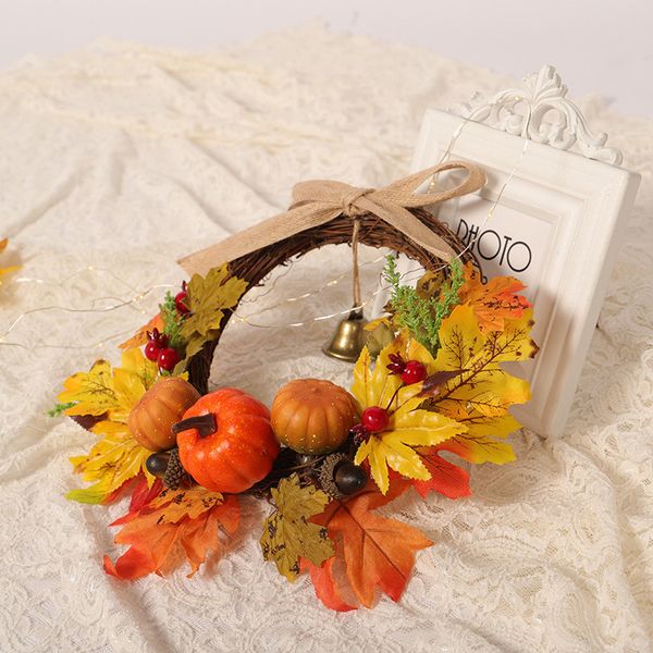 

10pcs 30cm halloween thanksgiving maple wreath door hanging halloween vine ornaments halloween berry vine artificial flower hipping