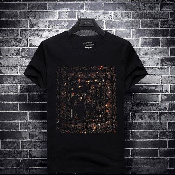 

clothing rhinestone mens designer tshirts fashion males luxury short sleeved mens summer tshirts males, White;black