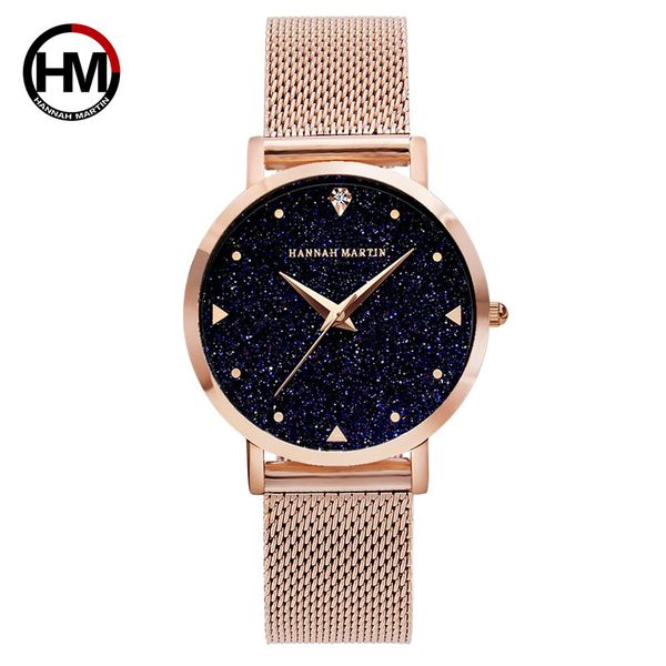 

japan movement night flash starry sky dial stainless steel waterproof creative women watches diamond elegant ladies quartz-watch, Slivery;brown