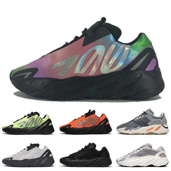

2020 fashion rainbow 3m reflective 700 women mens running shoes kanye west phosphor orange triple black bone magnet 700 trainers sneakers, White;red