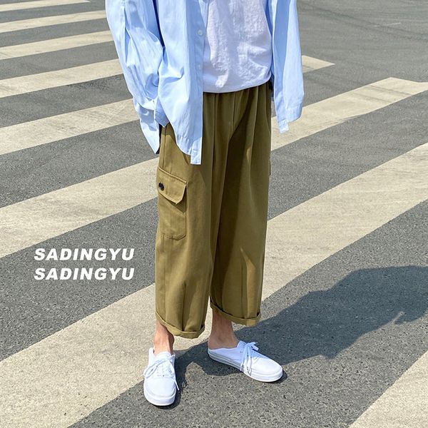 

men's pants 2021 baggy casual loose fashion cargo trousers streetwear black/green color sweatpants big size m-5xl