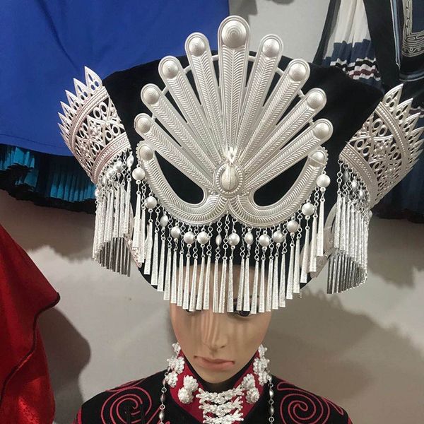 

лан умереть этническом стиле йи стиль серебро yi аксессуары фотография национальный головной убор шляпа, Blue;gray