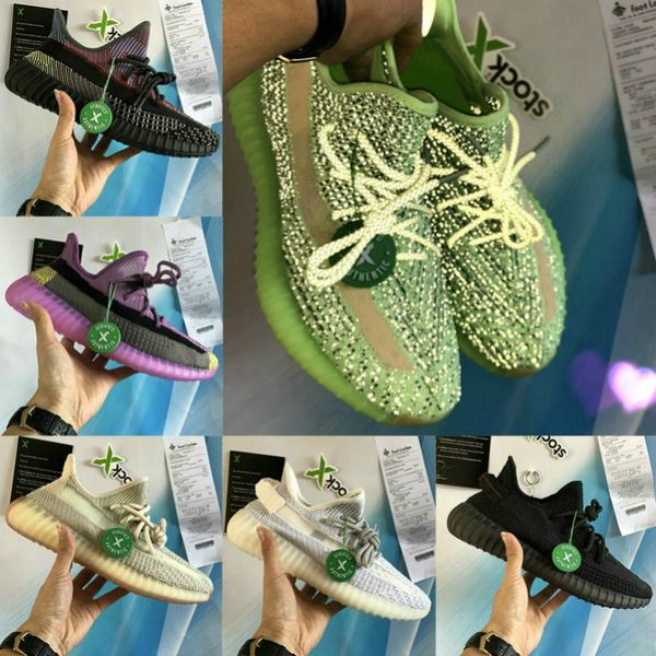 

new yecheil yeehu cloud white black static 3m reflective men women running shoes gid glow zebra clay hyperspace kanye west sports sneakers12