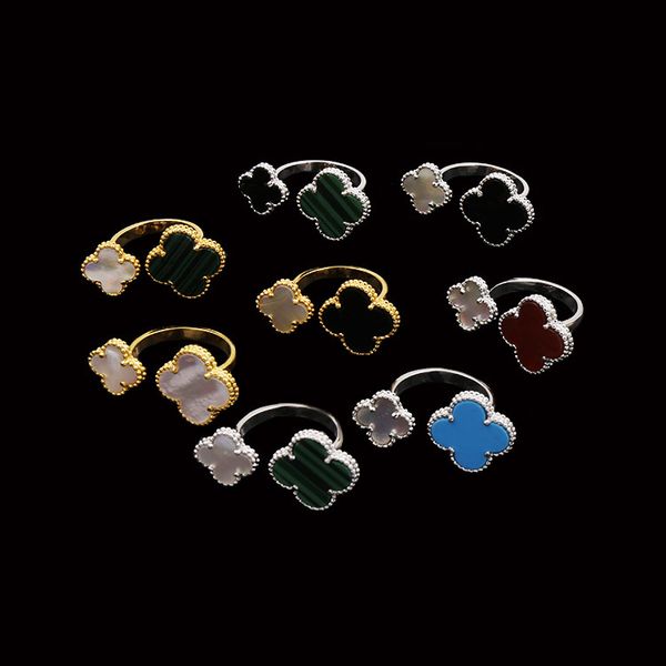 

топ латунь материал париж дизайн кольцо 1.0 см цветок + 1.4 см природа камень и раковина украсить свободный размер кольцо для женщин и девуш, Silver