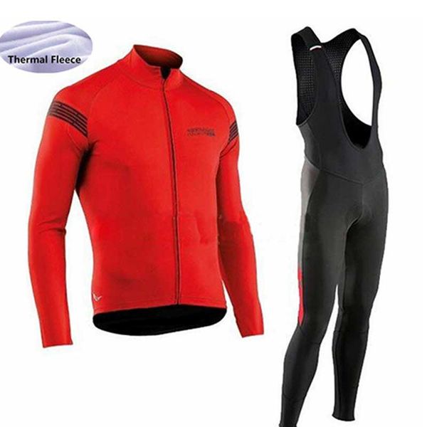 

northwave warm winter cycling jersey sets cycling clothing bike jersey shirt bicycle wear mtb sportswear polyester, Black;red
