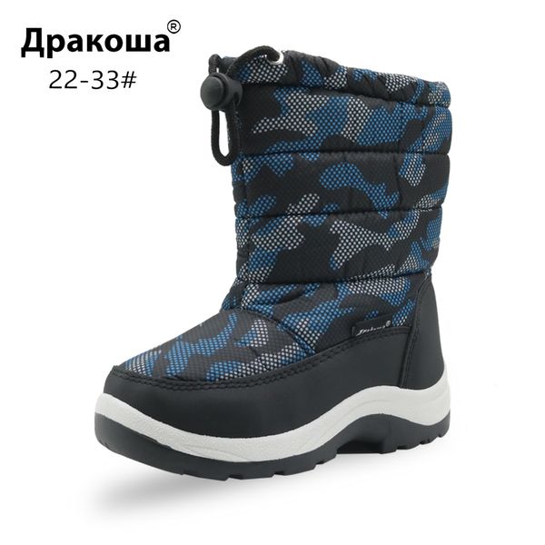 

apakowa little boys warm camouflage snow boots toddler kids mid-calf soft plush anti-slip winter shoes for school outdoor hiking, Black;grey