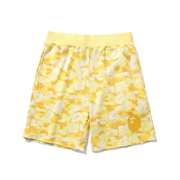 

summer new lover blue yellow red camo printed casual beach shorts men women terry hip hop loose shorts, Black