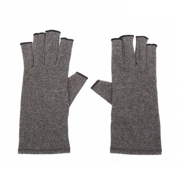 

grey elastic fingerless gloves with novel protect design for both men & women cotton gloves for anti-arthritis health treatment, Blue;gray