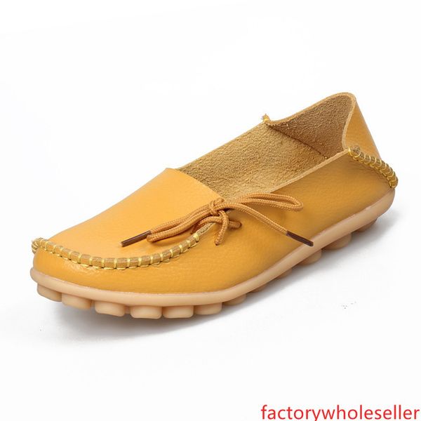 

white women real leather shoes moccasins mother loafers soft leisure female driving two ways wear footwear