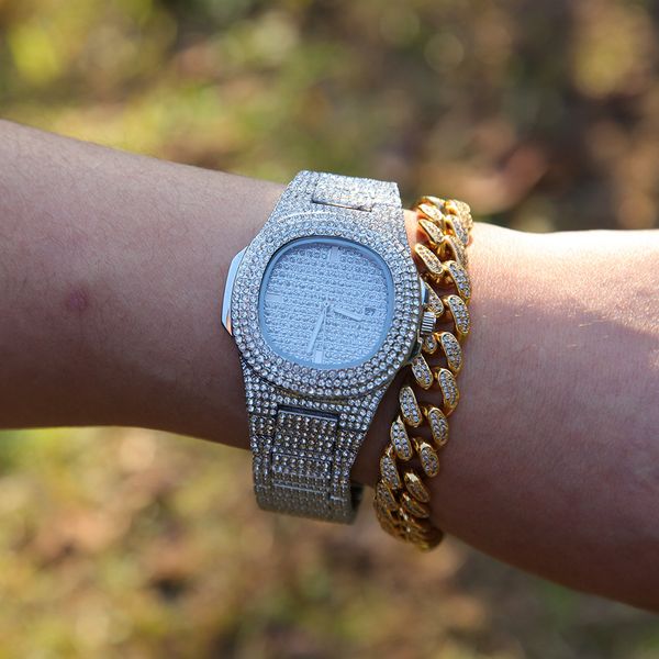 

watches bling mens colors designer watch out hop accessories iced hip fashion jewelry rhinestone new 3 wgatk, Slivery;brown