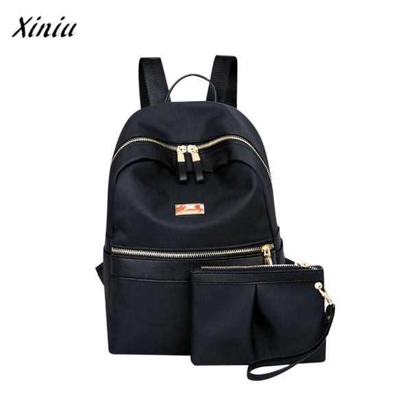 

xiniu brand 2pcs new fashion backpacks women fashion two piece set solid shoulder school backpack mini pouch pruse zipper bag