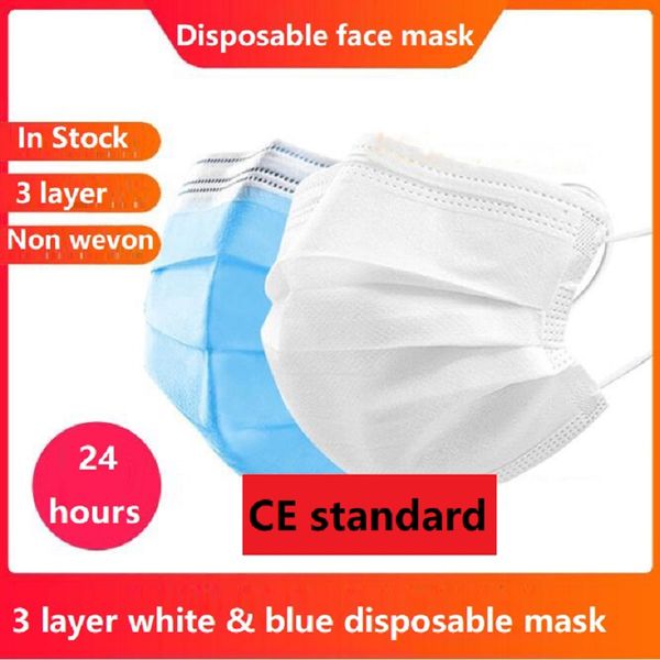 

Adults Kids Disposable mascherine mask White Blue Face Mouth Mask 3 layers Anti Dust Children's style Mouth Mask Carbon Filter Windproof
