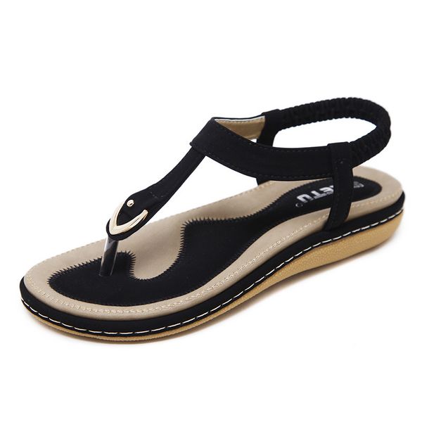 

women shoes summer women sandals flip flops elastic band flat sandals ladies shoes woman sandalie plus size 42 zapatos mujer, Black