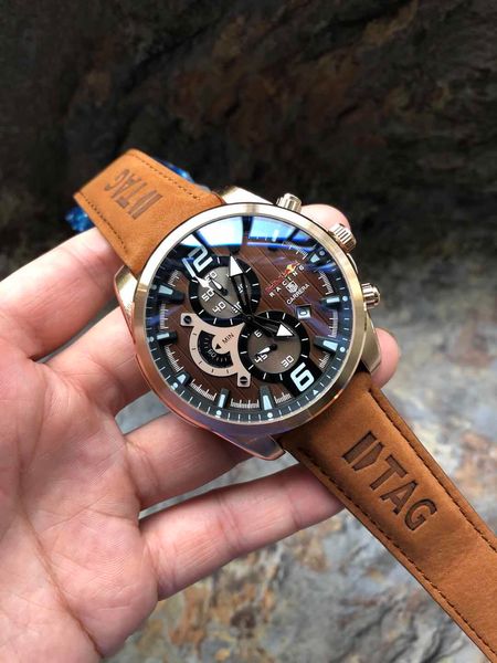 

2020 men's running seconds quartz movement diameter 44mm watch brand men's watch waterproof watch, Slivery;brown