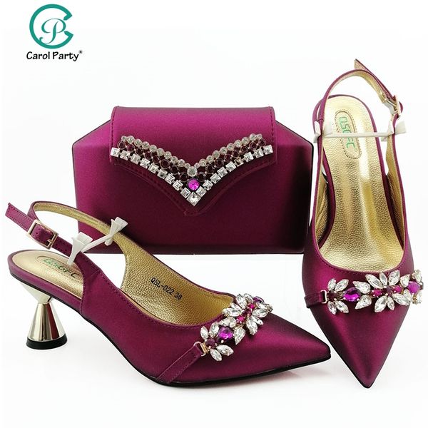 

magenta color shoes with matching bag set italian design women's party shoes and bag set nigerian women high and handbag, Black