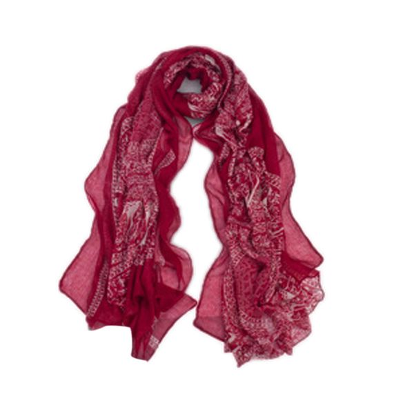 

new 2018 fashion discovering fawn voile totem scarf female super long viscose scarf shawl bohemia retro wine red deer scarves