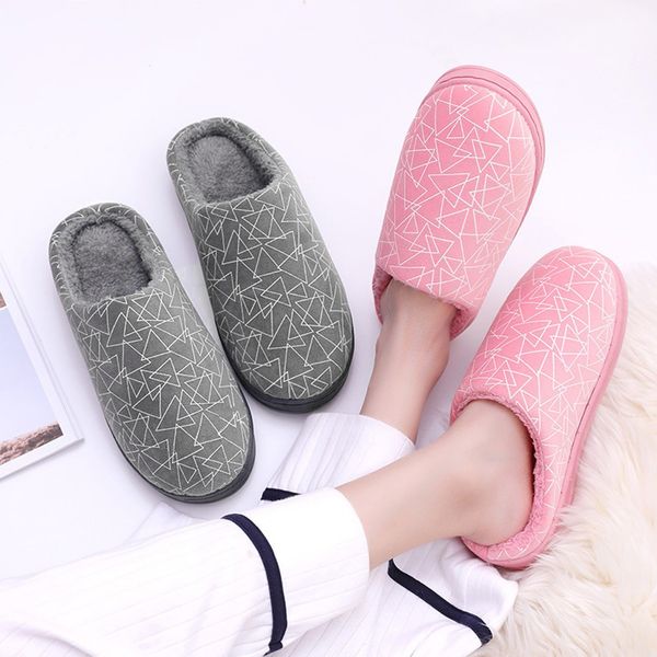 

new ladies slippers geometric slippers fashion warm non-slip cotton slippers landing chaussures femme shoes woman #jy, Black