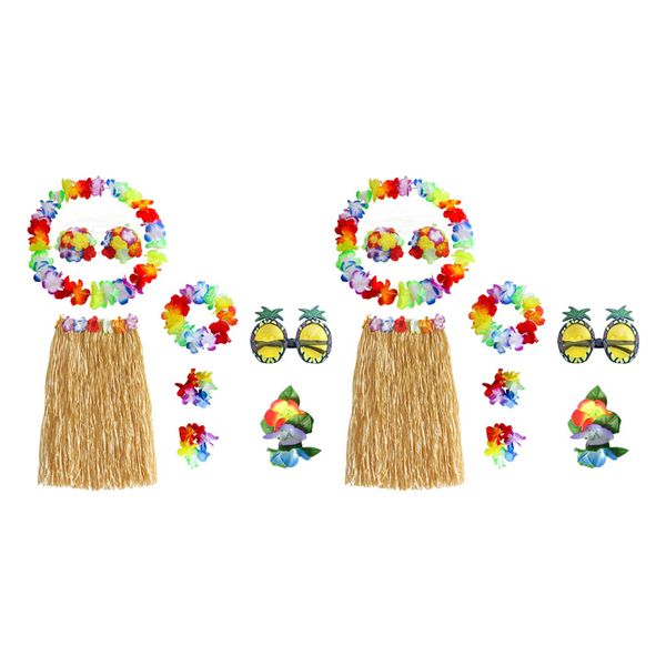 

16x hawaiian hula skirt luau party beach, White