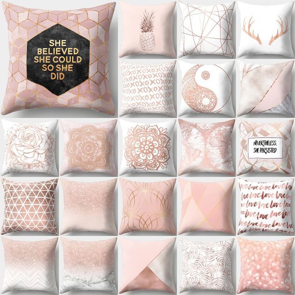 

zengia rose gold geometric cushion cover pink lash pineapple pillow case polyester sofa decorative pillows for home decor 45*45