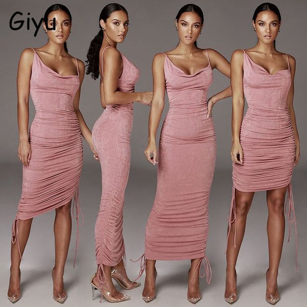 

giyu summer dress women 2020 fashion v neck backless drawstring ruched bodycon club party dresses elegant mini vestidos, Black;gray