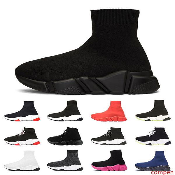 

2020 men designer shoes speed trainer socks triple black white glitter womens flat fashion casual platform sports sneakers size 36-45