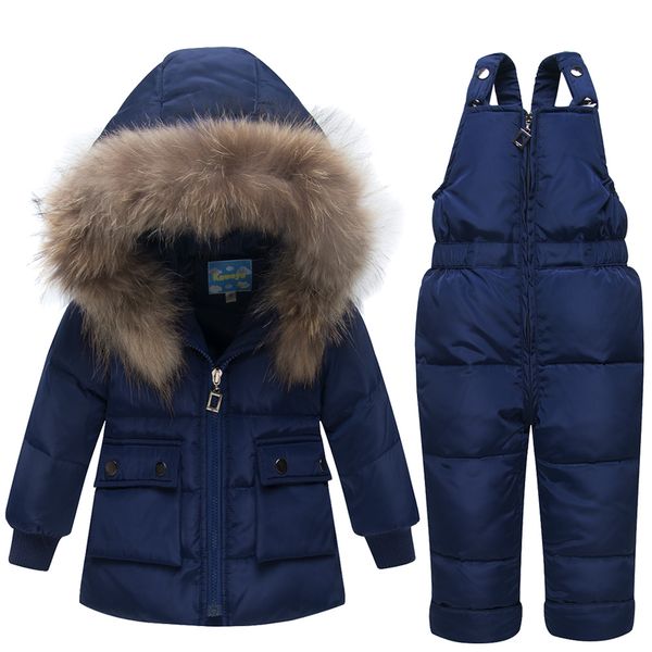 

30 degree children's winter jackets duck down coat children clothing 2019 girls boys warm winter down thickening outerwear, Blue;gray