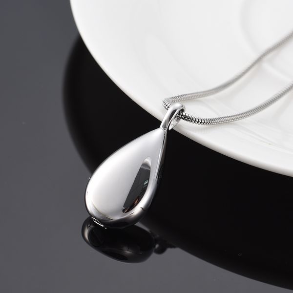 

t011 custom engraving/ blank teardrop cremation necklace, funeral urn ashes holder locket for human/ animal ash keepsake, Silver