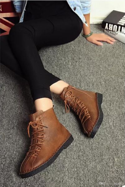 

2019 new retro martin boots women with british style women's shoes thick bottom leisure shoes flat boots short boots, Black