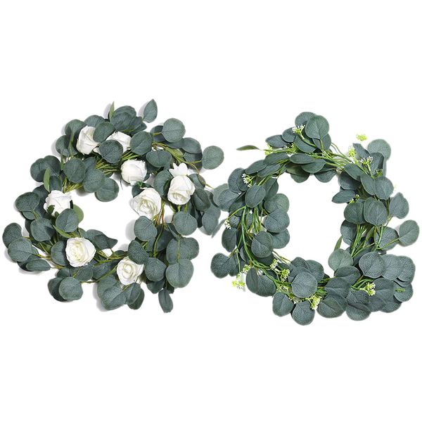 

горячий новый шелковый 2m vines искусственный эвкалипт garland garland rattan поддельный зелень office home decor wall