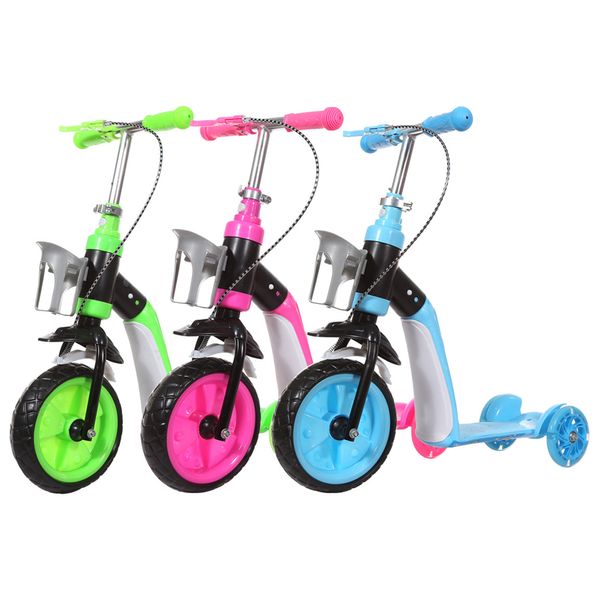 

2 in 1 kids child scooter car children's bike baby multifunctional tricycle with 3 wheels stand seat folding