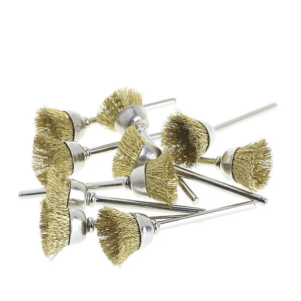 

10pcs mini wire brush brushes brass cup wheel for grinder or drill 3mmx18mm