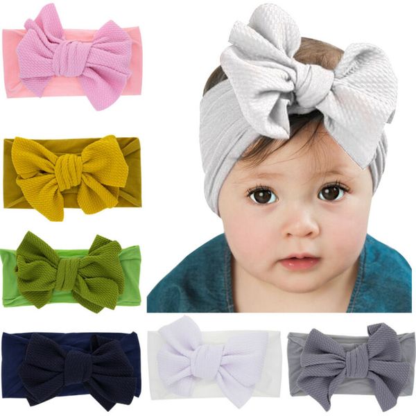 

lovely baby girls turban knot twist headband hair band head wrap cute kids floral plain girls head accessories, Slivery;white
