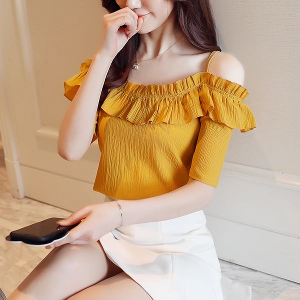 

для женщин блузки топы дизайнер 2019 мода sexy разрез шеи женская одежда шифон женщин блузка рубашка сладкие женщины топы blusas d825 30, White