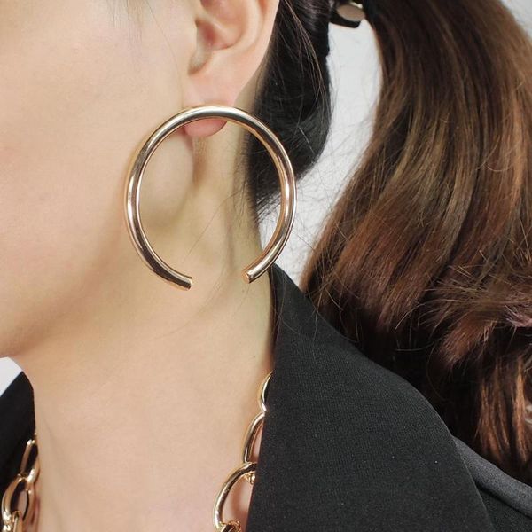 

manilai 55mm big copper stud earrings fashion jewelry statement metal earrings for women brincos golden silver color 2020