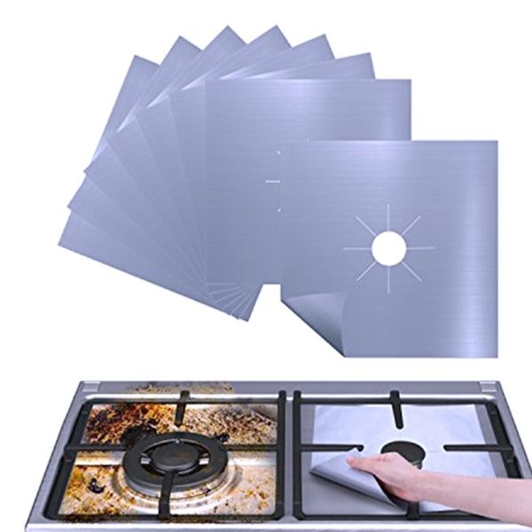 

4pcs reusable aluminum foil gas stove burner cover protector liner clean mat pad file injuries protection 72xf