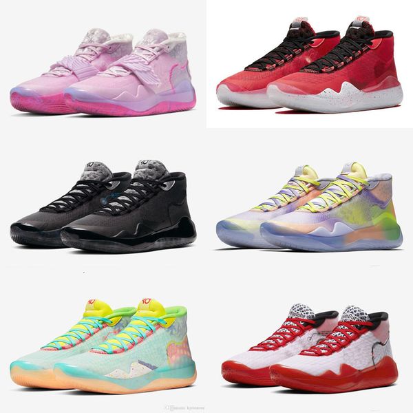 

2020 mens mvp kevin durant kd 12 kids basketball shoes anniversary university 12s xii oreo usa elite kd12 sport sneakers, Black