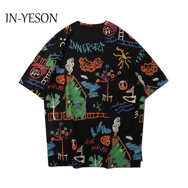 

hipster graffiti men's t-shirts hip hop streetwear harajuku t shirt for men/women punk couples summer shirts fashion tshirts, White;black