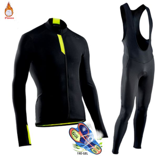 

2019 northwave winter thermal fleece cycling jersey set warmer ropa ciclismo men long sleeve mtb cycling clothing triathlon suit, Black;blue
