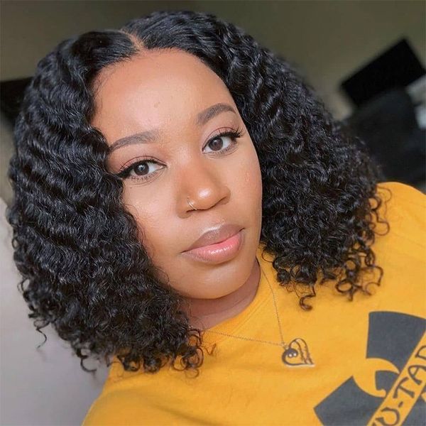 

Peruvian Deep Wave Short Bob Wigs Deep Curly Bob Wig Indian Human Hair Lace Front Wigs Short Wig Kinky Curly Brazilian Human Hair Wigs